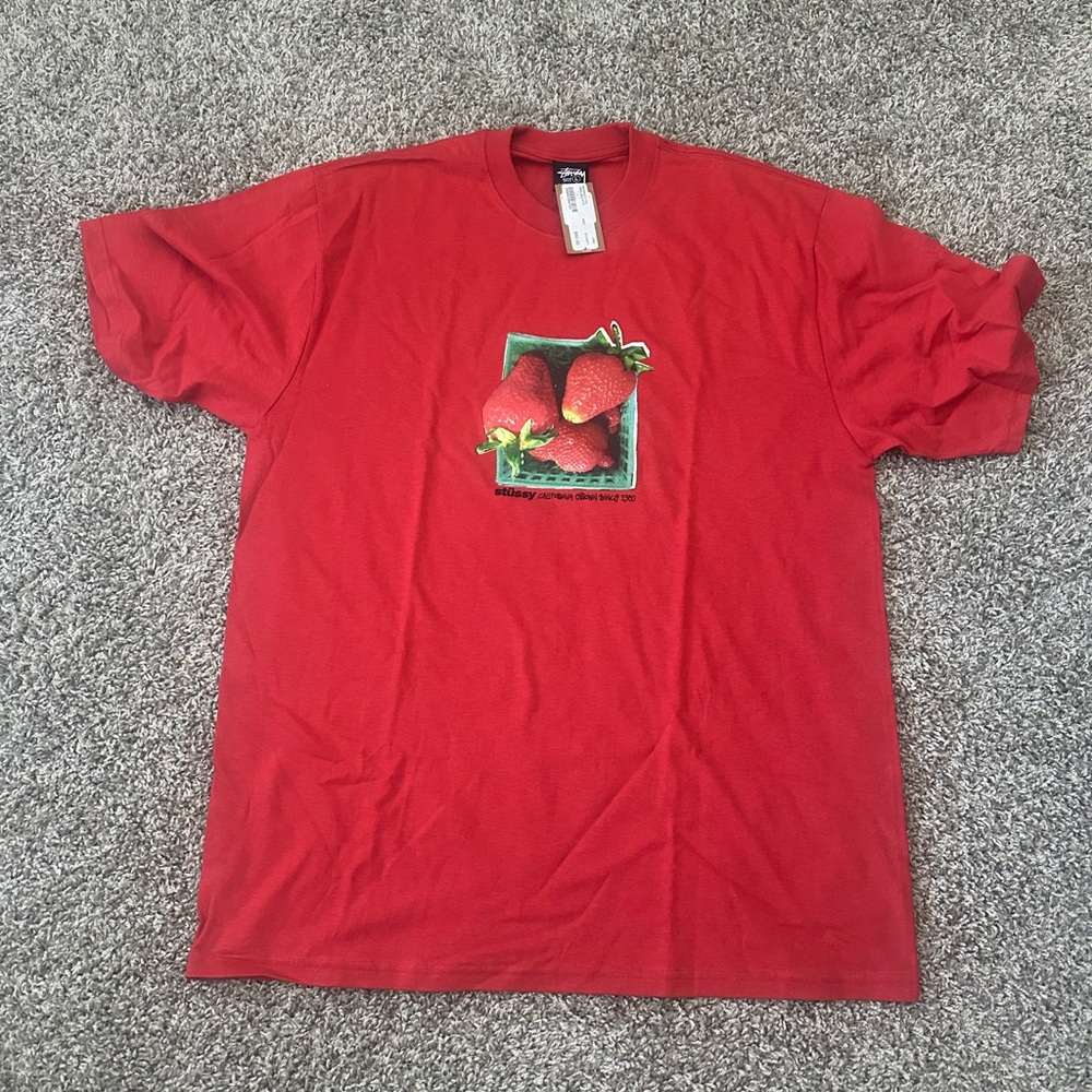 Stussy Red Short Sleeve Tee with Graphic